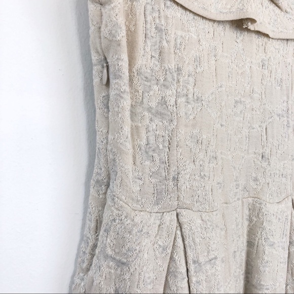 Anthropologie Moth Cream Off-Shoulder Pleat Dress - Picture 7 of 8